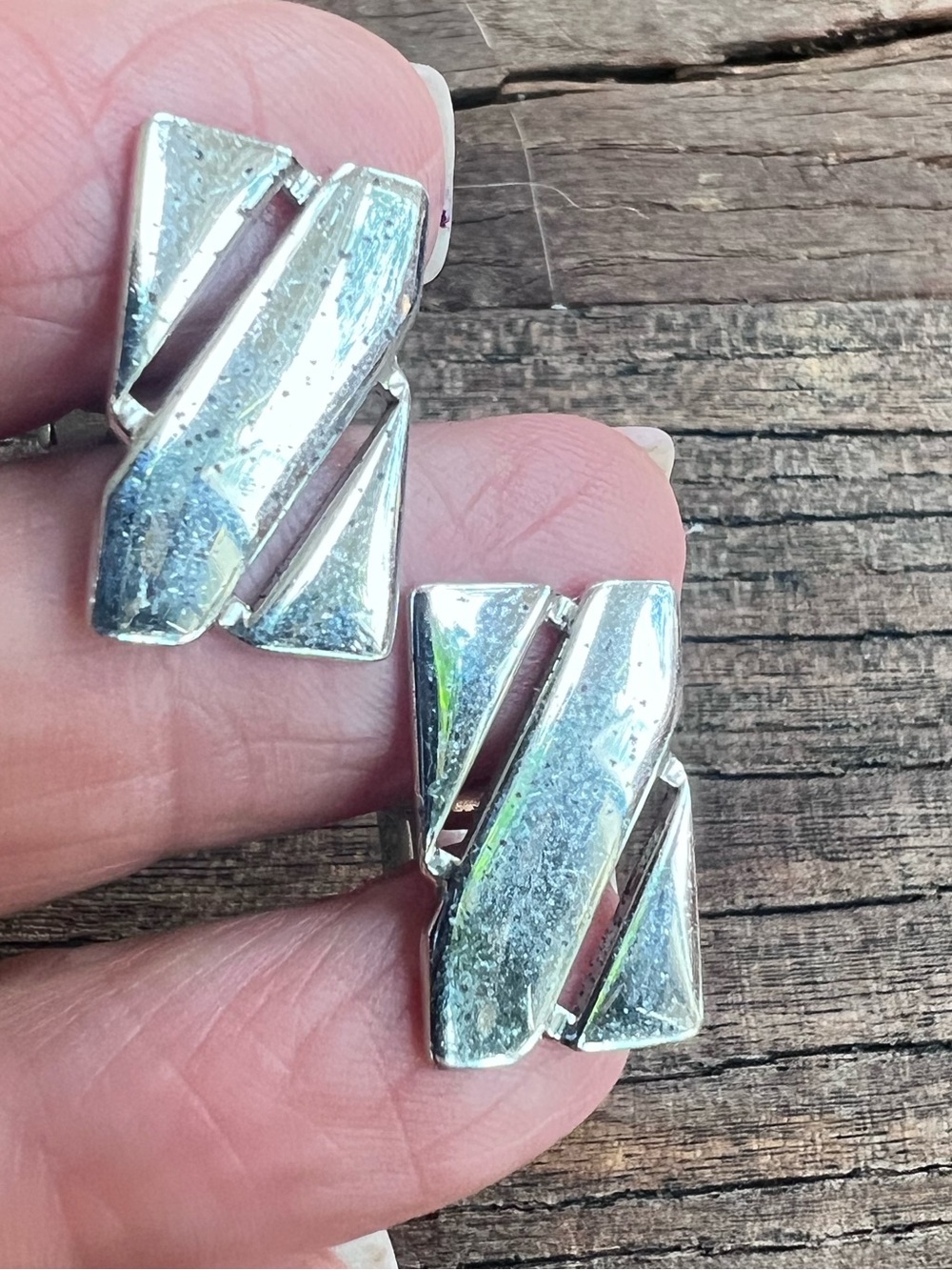 Sterling Silver Geometric Swank cuff links